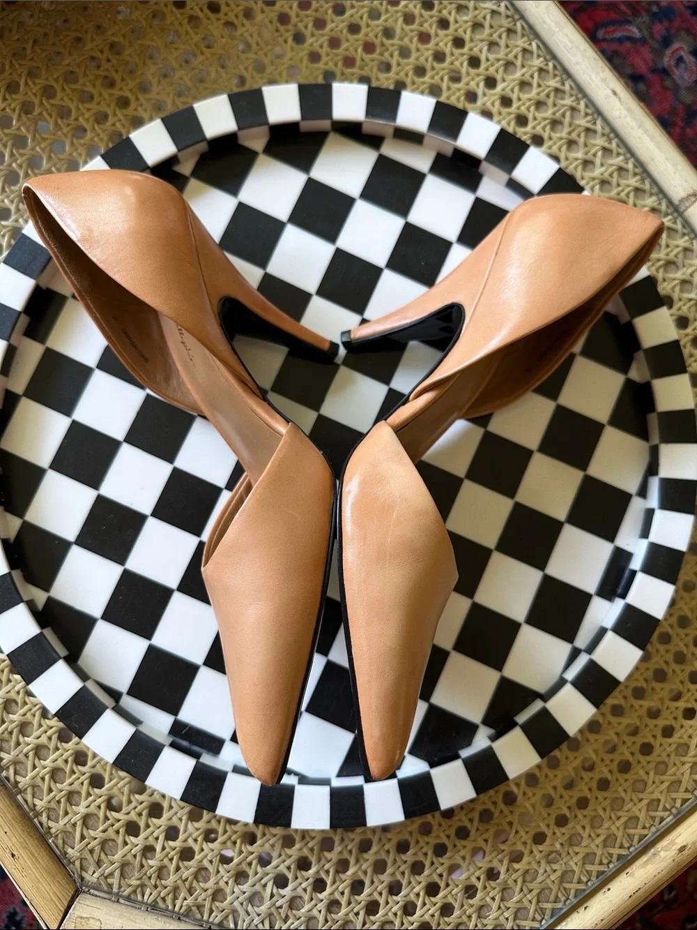 3.1 Phillip Lim Tan Leather D'Orsay Pointed-Toe Pumps 3.5” heel size 37 US 7